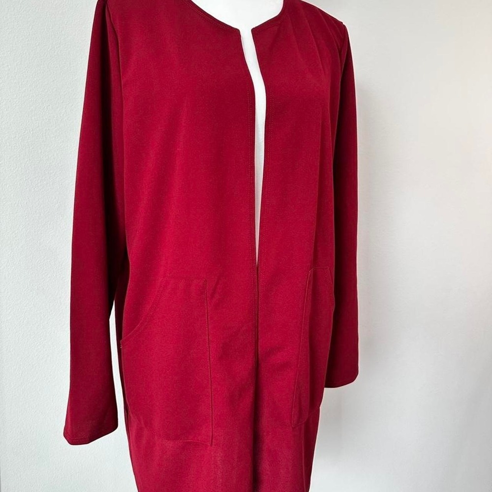 Deep Burgundy SHEIN open-front Duster Jacket Cardinal With Pockets Size XL
